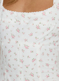 Delyra Halter Corset Top White Floral
