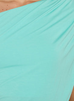 How About Now Drape Off Shoulder Top Turquoise
