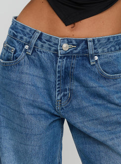 product Princess Polly Serenitia Mid Rise Relaxed Jeans Mid Blue Wash Tall Mid Rise 