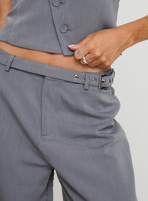 back view of model wearing Princess Polly Miku Pants Charcoal High Waisted Pants 