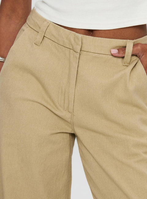 back view of model wearing Princess Polly Latitude Wide Leg Pant Beige High Waisted 