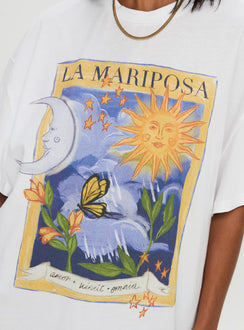 product Princess Polly Tarot Card Graphic Top White / Multi Half Sleeves Crew Neck 