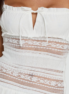 Christobela Drop Waist Lace Mini Dress White