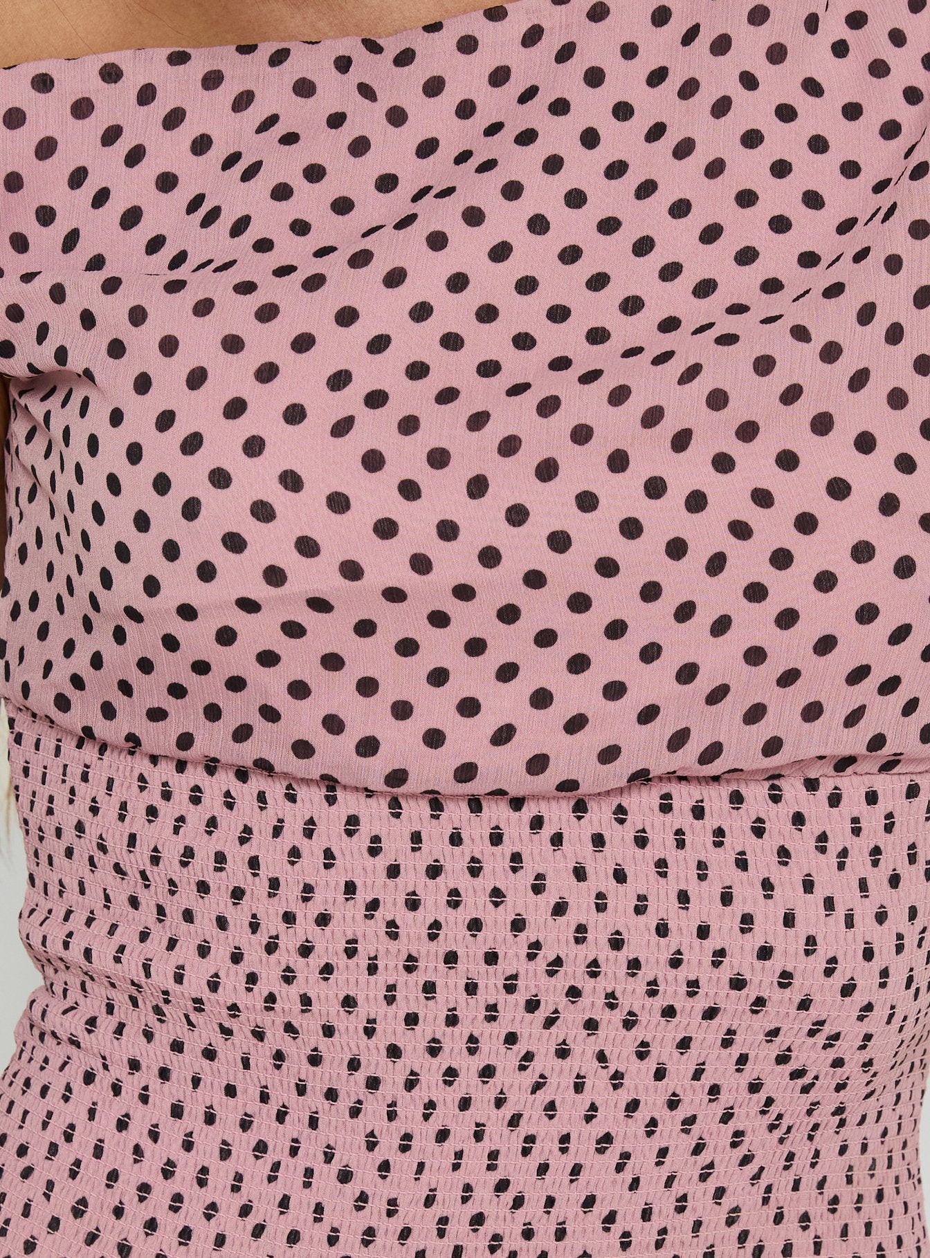 Ready To Party Off Shoulder Top Pink / Black Polka