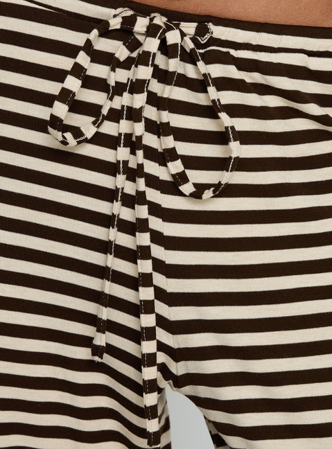 Gavrielle Jersey Wide Leg Pants Chocolate / Cream Stripe