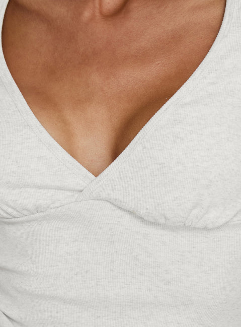 Baseline Cross Over Cap Sleeve Top Grey Marle