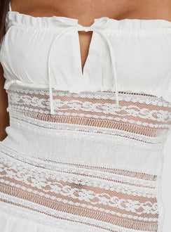 Christobela Drop Waist Lace Mini Dress White