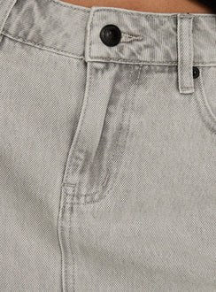 Nicolina Low Rise Denim Mini Skirt Washed Grey