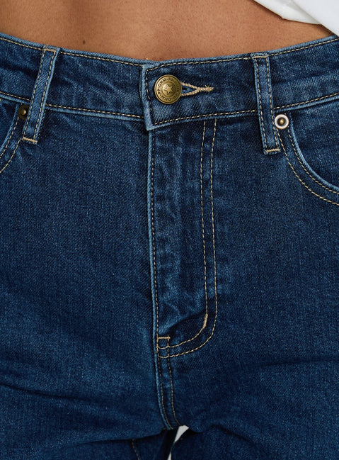 Cindee High Rise Cropped Jeans Mid Blue Wash