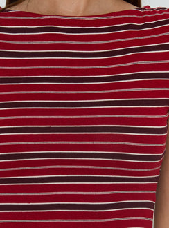 Veyona Cap Sleeve Top Red Stripe