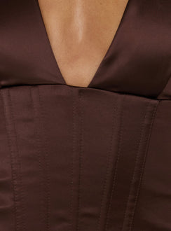 Midnight Kiss Corset Halter Top Brown