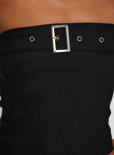 product Princess Polly Satellite Strapless Buckle Detail Top Black Sleeveless straight 
