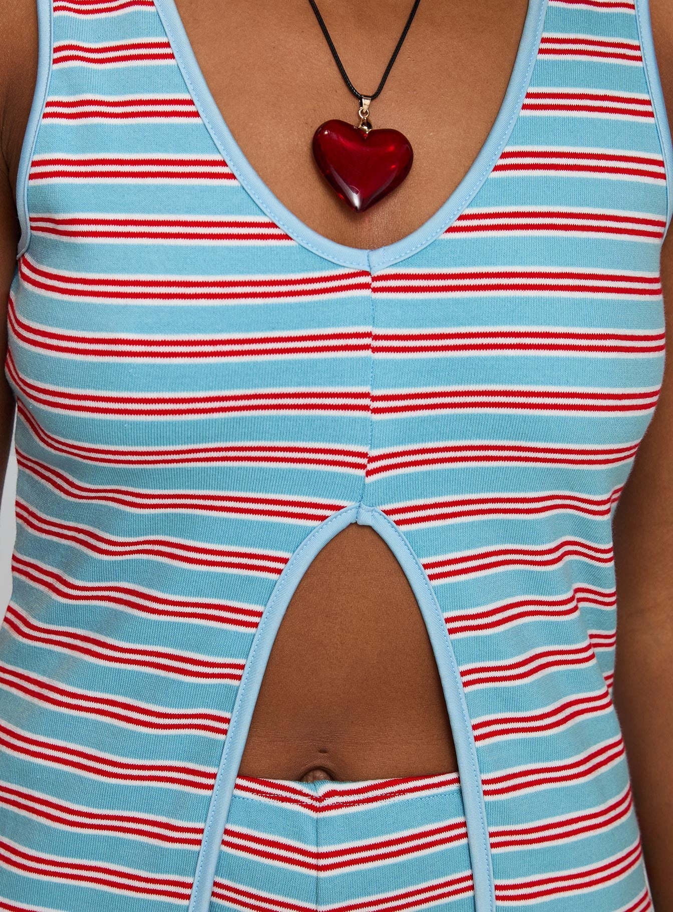 Berries Split Detail Top Blue / Red Stripe