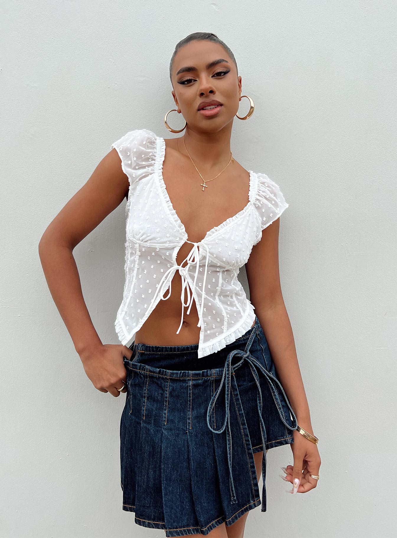 product Princess Polly Short Sleeves Square Neck  Elvia Top White