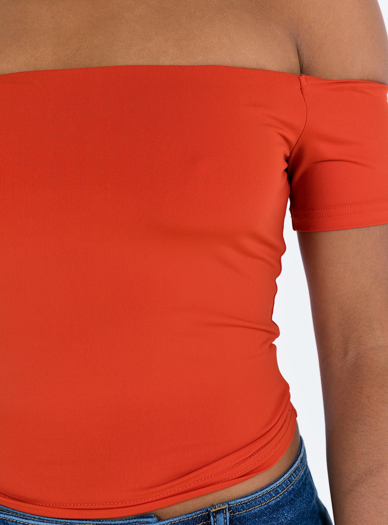 product Princess Polly Short Sleeves Crew Neck  Dalya Off The Shoulder Top Red