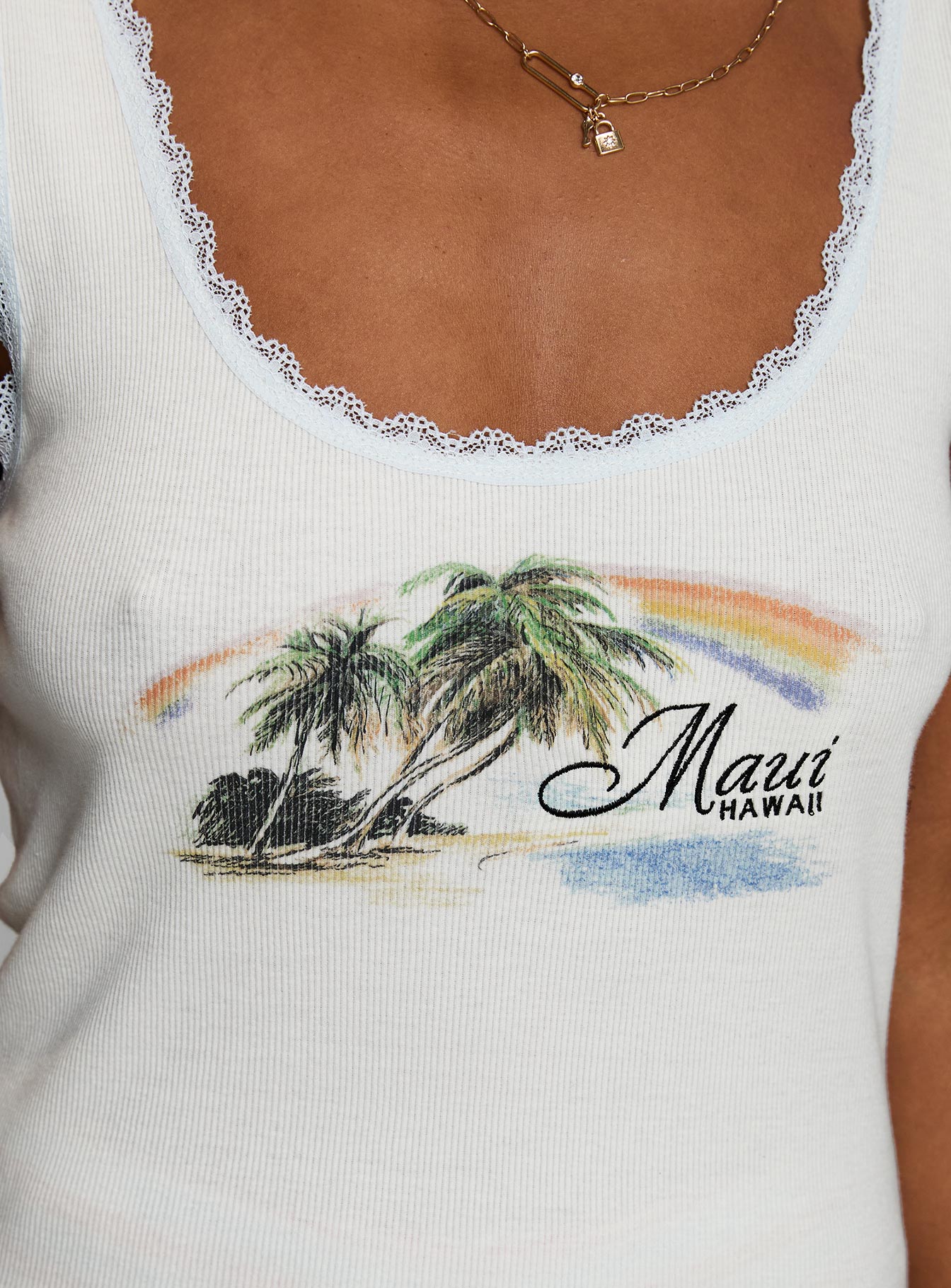 Love From Maui Graphic Tank Top White