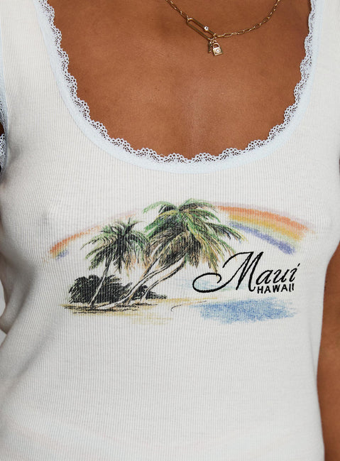 Love From Maui Graphic Tank Top White