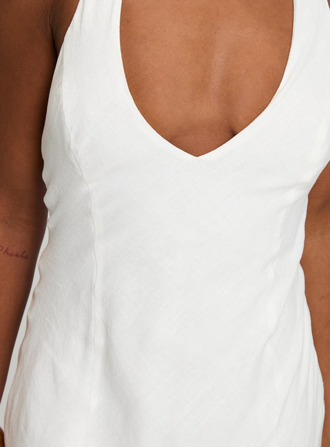 Salone Linen Halter Maxi Dress White