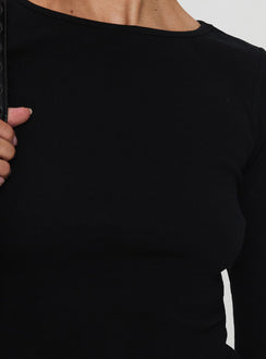 Elaia 3/4 Sleeve Top Black Three Fourth Sleeves Crew Neck 