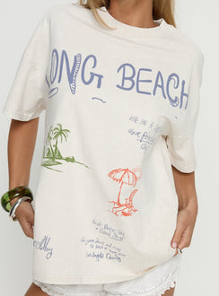 Long Beach Oversized Graphic Top Cream