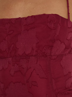 Delamere Mini Dress Burgundy Burnout