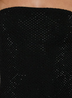 Jemira Strapless Shimmer Mini Dress Black