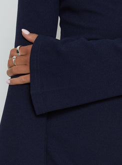Adrietta Long Sleeve Off Shoulder Mini Dress Navy