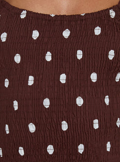 Ryna Scoop Maxi Dress Brown Polka Dot
