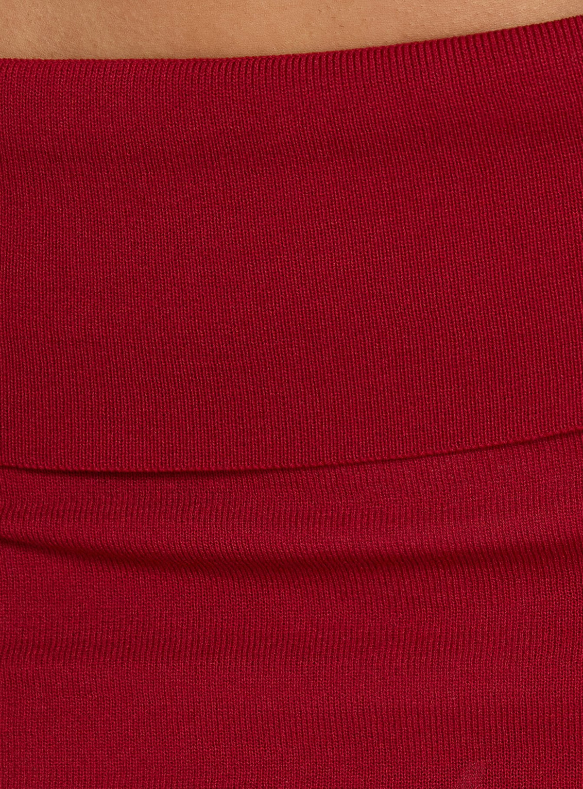 Barbarina Foldover Knit Midi Skirt Red