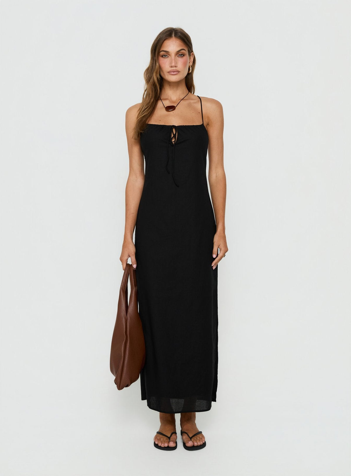 Selorra Tie Detail Maxi Dress Black