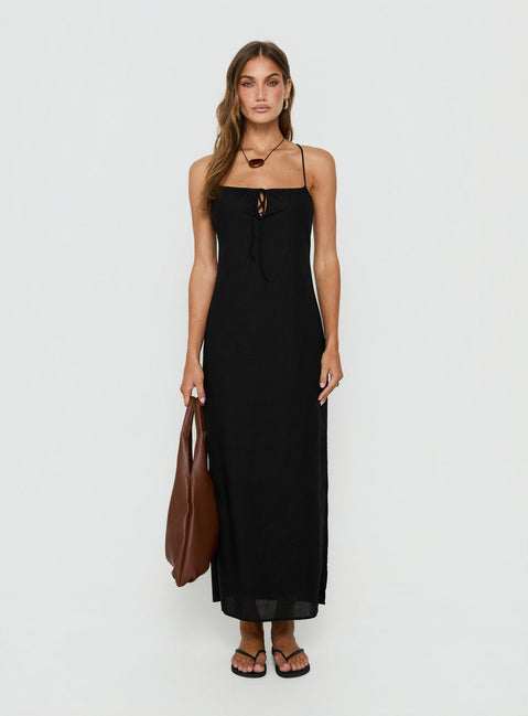 Selorra Tie Detail Maxi Dress Black