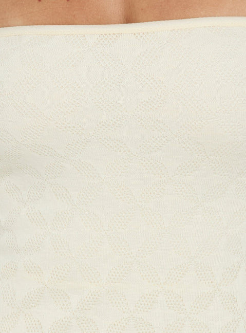 Astellea Knit Strapless Playsuit Cream
