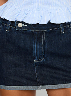 La Aventura Denim Mini Skirt Indigo