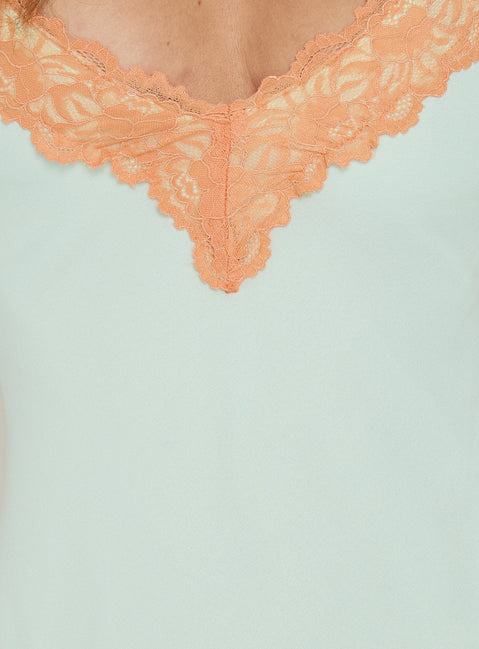 Call My Lover Lace Slip Mini Dress Aqua / Orange