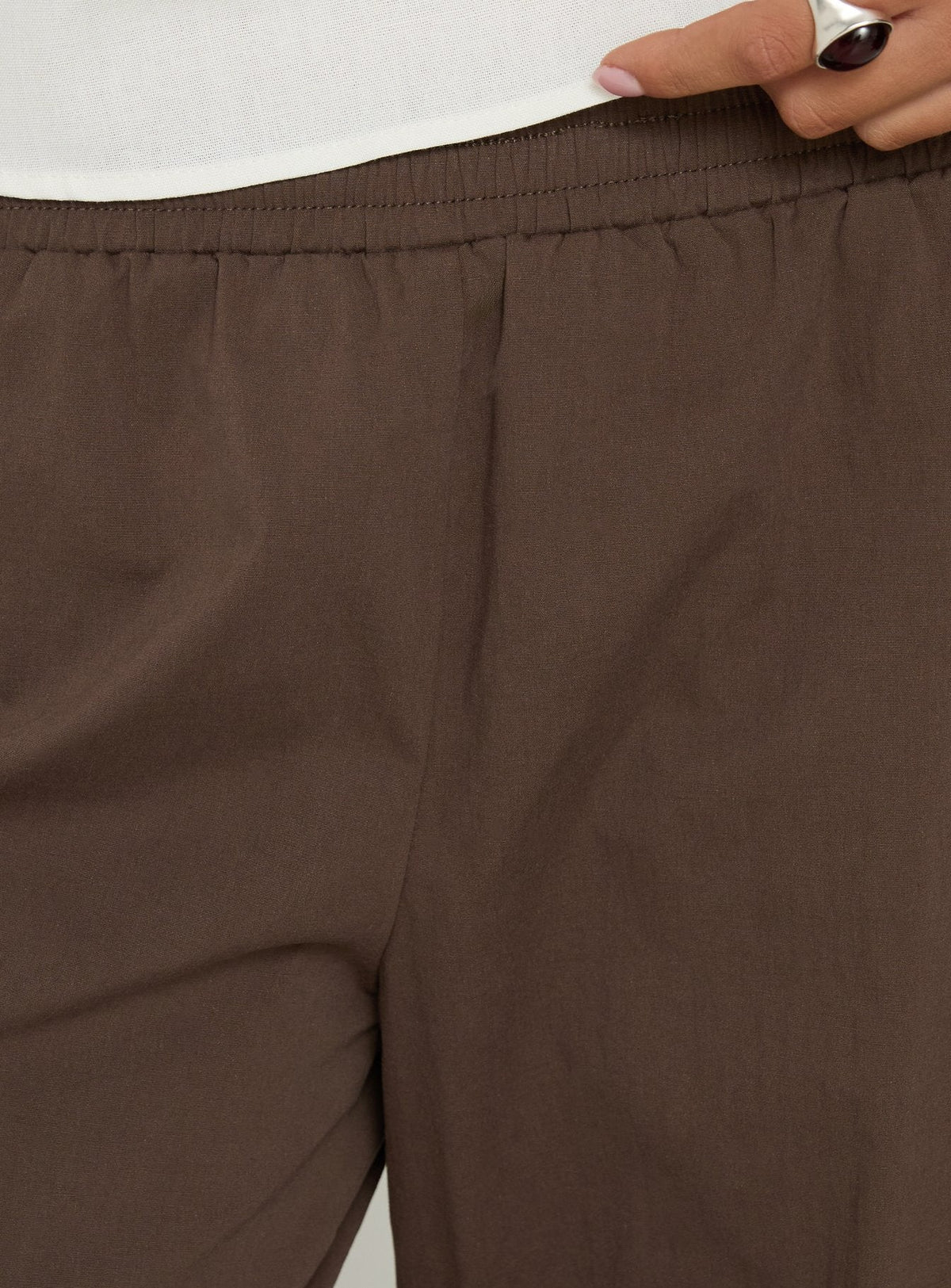 Kirelle Barrel Leg Tie Waist Pants Chocolate Brown
