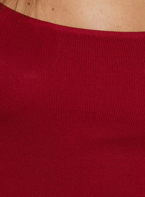 Barbarina Knit Racer Tank Top Red