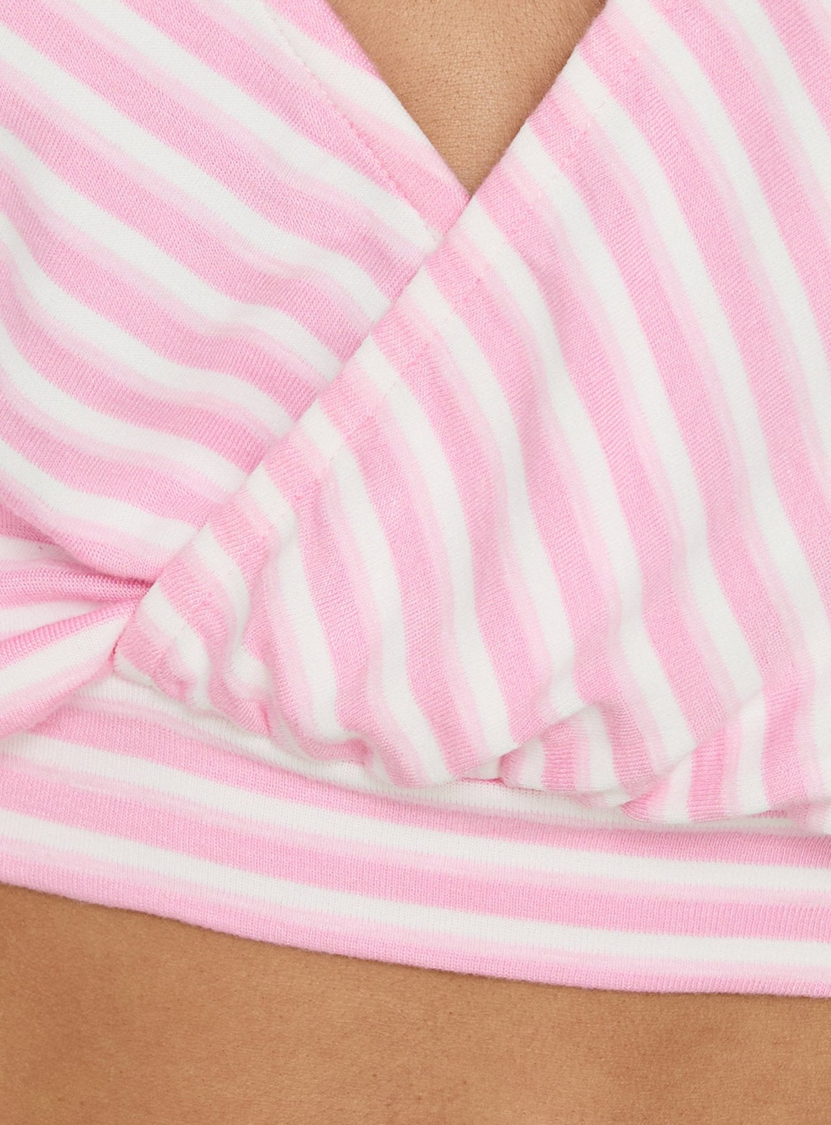 Priella Plunge Halter Top Pink Stripe
