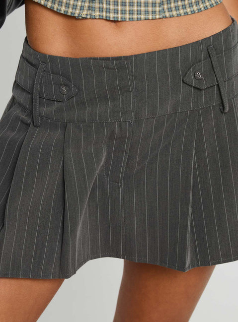 Bad Liar Pleated Skort Grey Stripe