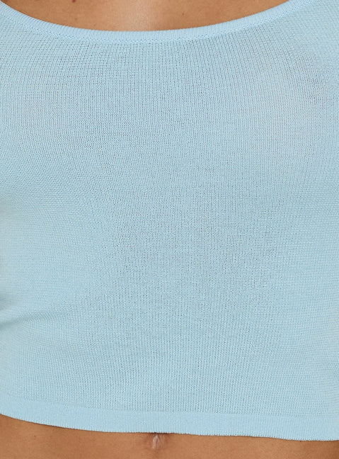 Barbarina Knit Racer Tank Top Blue