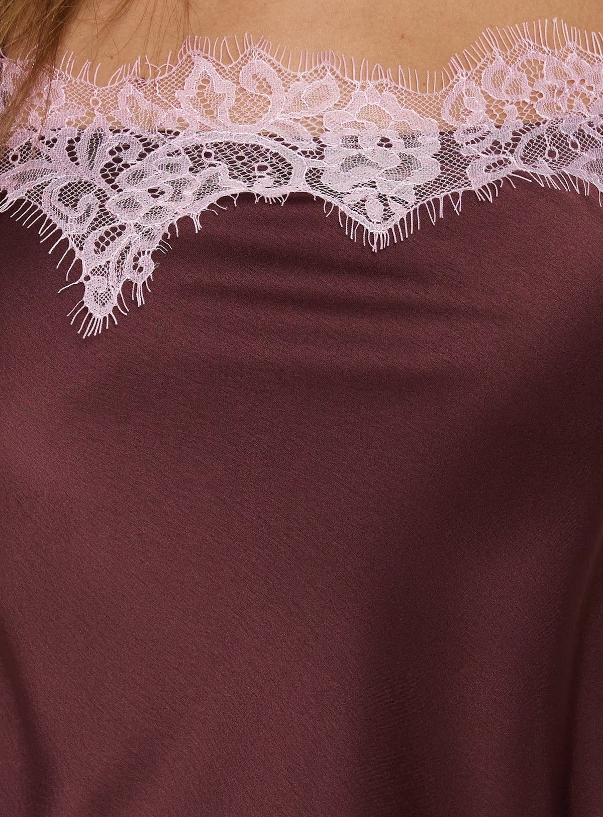 Orisse Lace Trim Cami Top Plum / Pink