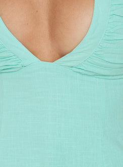 Claudiana Gathered Halter Mini Dress Turquoise