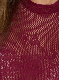 Velani Crochet Halter Neck Top Wine