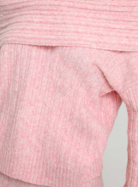 Icicle Off Shoulder Knit Sweater Pink