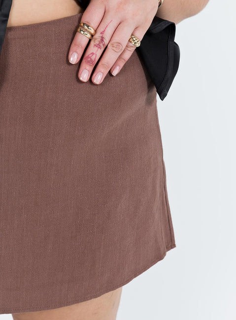 Mini skirt Linen look material  Invisible zip fastening at back