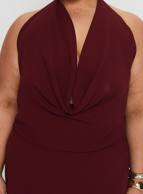 Vortexa Halter Maxi Dress Currant Curve