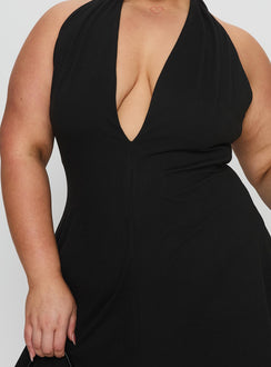 Hollywood Hills Plunge Neck Playsuit Black Curve