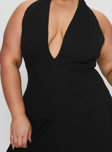Hollywood Hills Plunge Neck Playsuit Black Curve