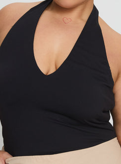 Someone New Halter Bodysuit Black Curve