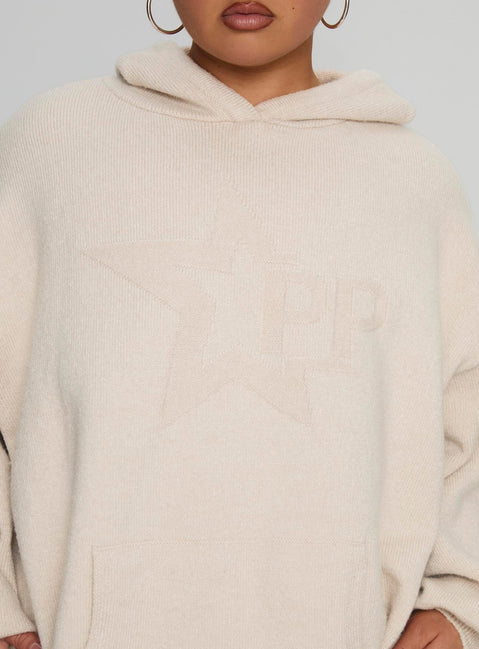 Princess Polly Knit Hoodie Beige Curve