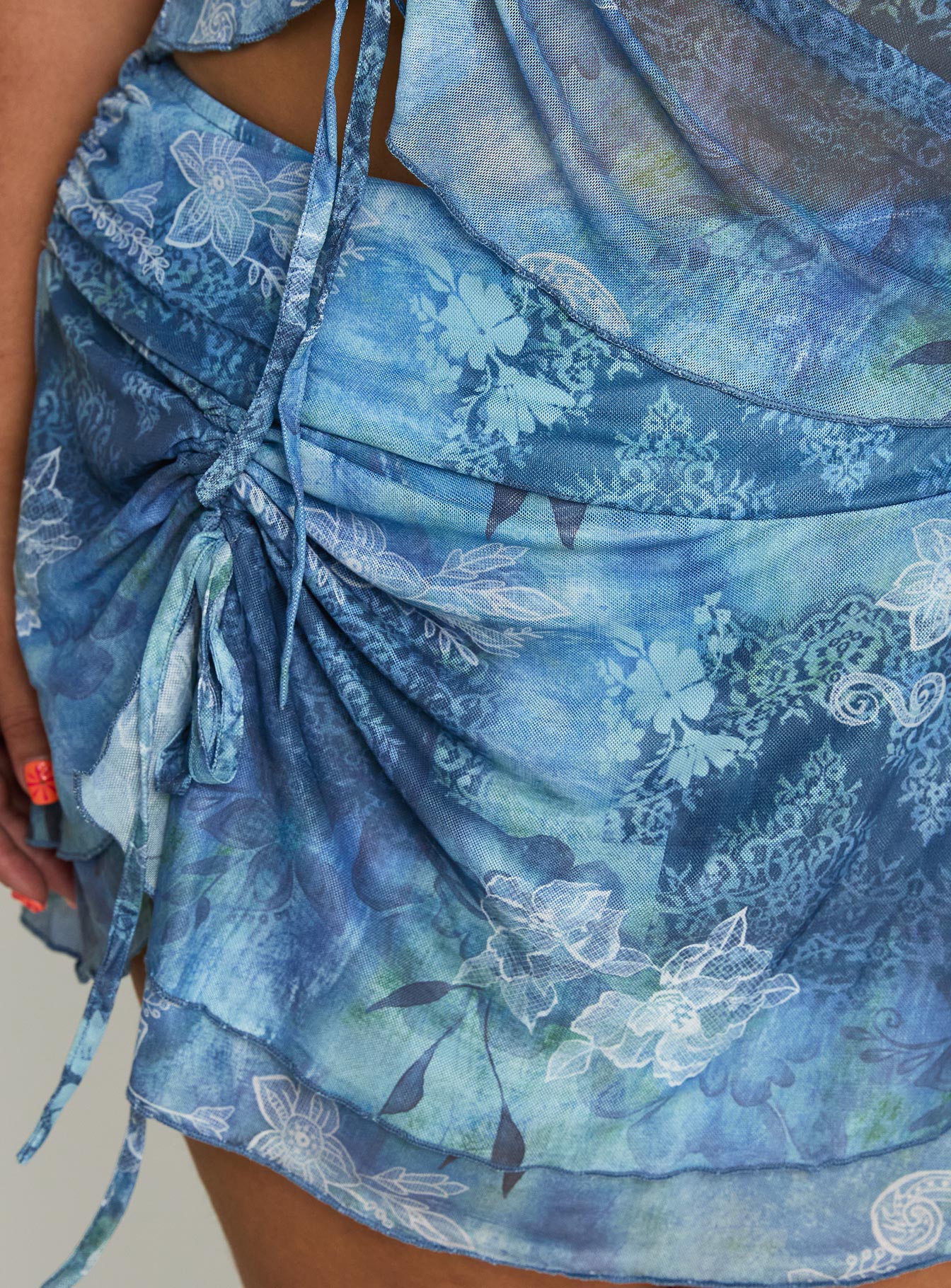 Rosee Frill Mini Skort Blue Multi Curve